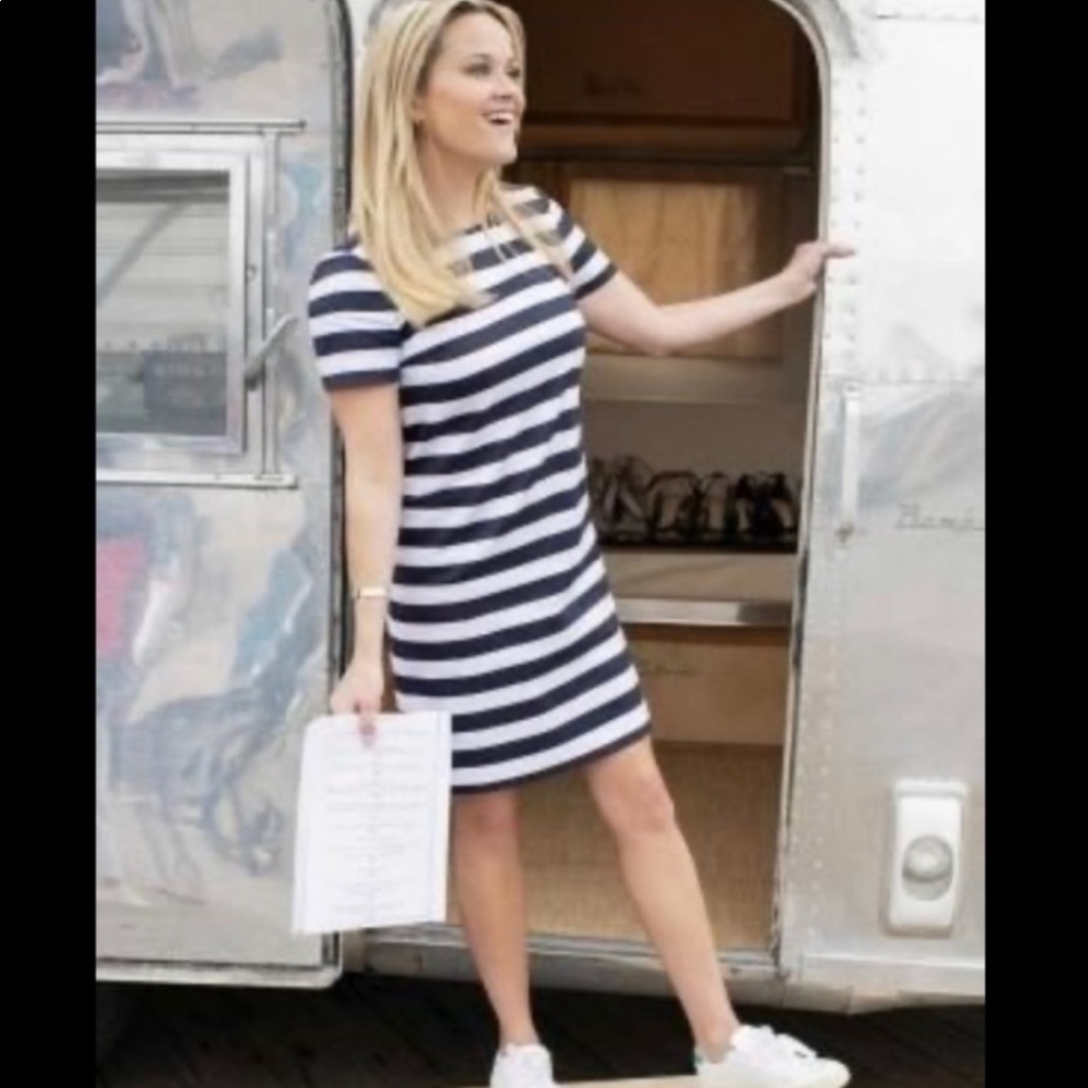 Draper James NWT Navy stripe Shift Dress 14